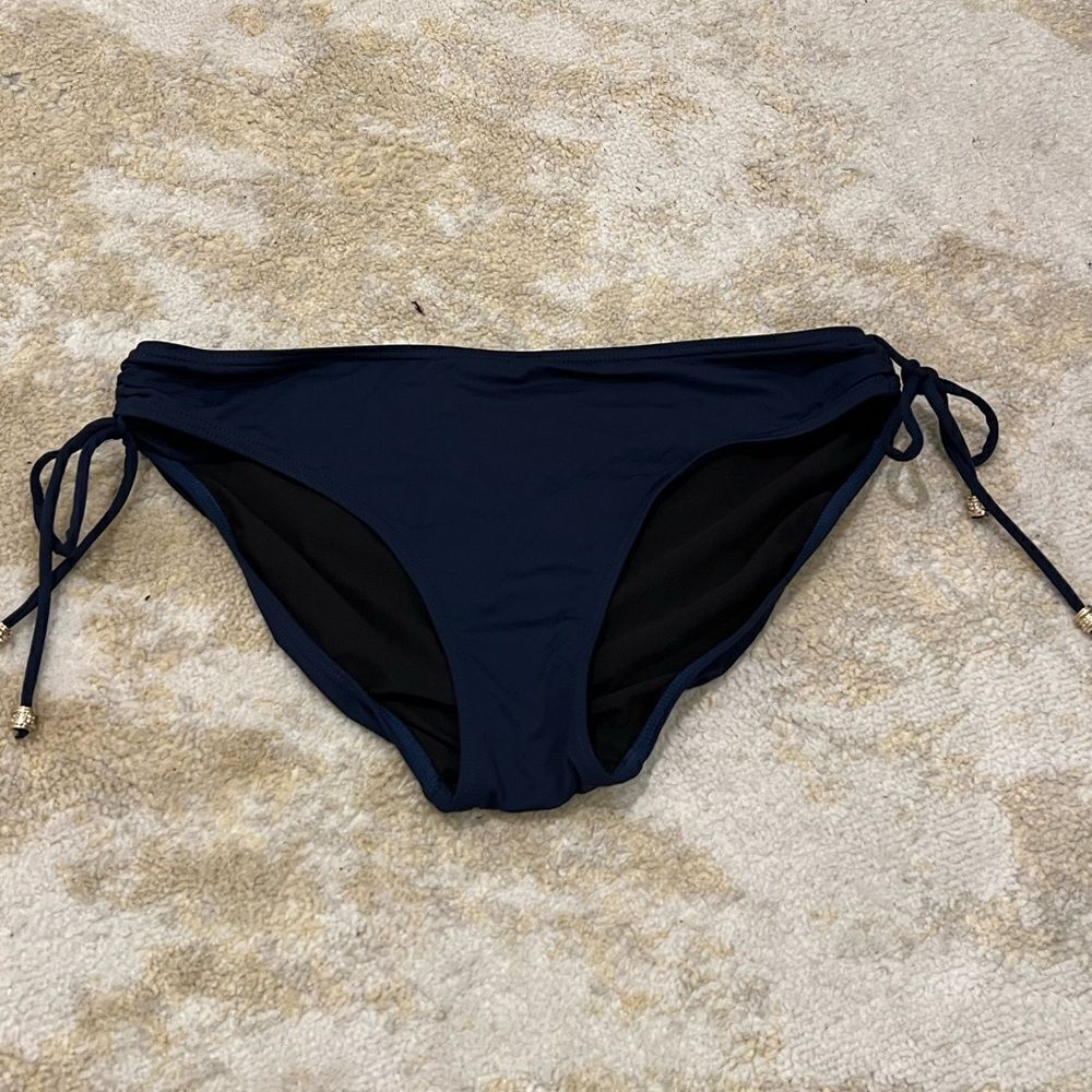 Ivanka trump navy blue ruched full coverage bikini bottoms
